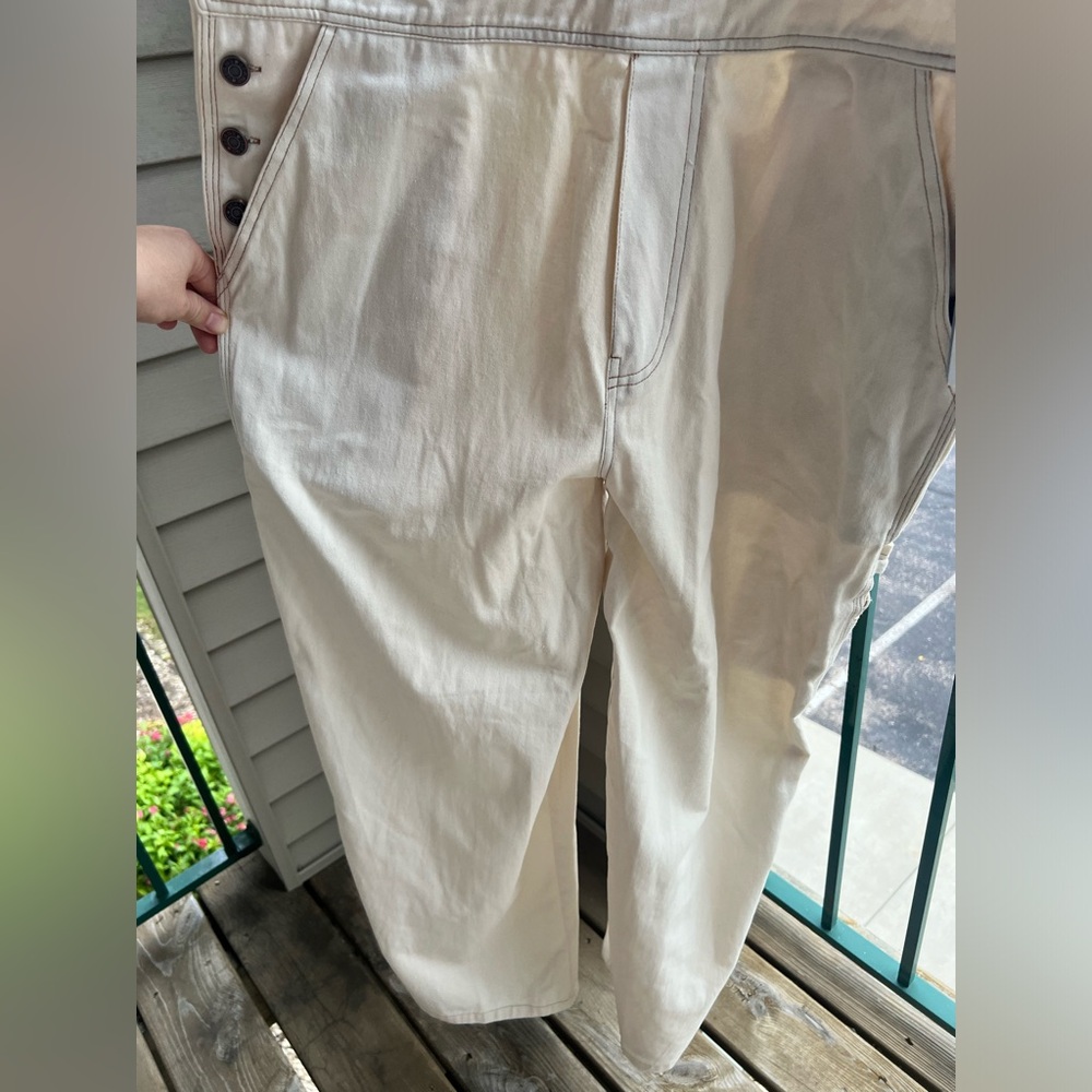 🆕 Aqua x Kristopher White Overalls Wide Leg Jumpsuit Minimalist Chic Casual XL - Picture 10 of 17
